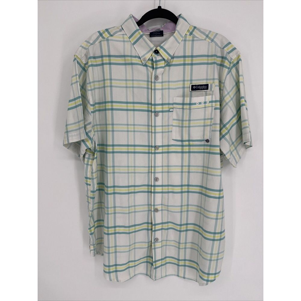 Columbia PFG Super Tamiami Colorful Plaid Fishing Shirt Mens Size Large